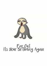 Sloth cheeky Birthday Card 11300 created by Zipadeedoodle