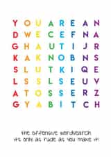 word search offensive Birthday Card 14369 created by Lucy Likes It