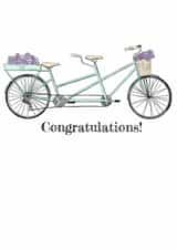 Congratulations - floral tandem bike - wedding or engagement card created by ByHannahMay