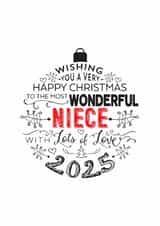 To The Most Wonderful Niece  - Niece - 2025 - Very Happy Christmas Card created by Little Red Cherry
