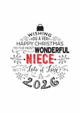 To The Most Wonderful Niece  - Niece - 2026 - Very Happy Christmas Card created by Little Red Cherry