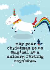 Magical - Farting Unicorn - Funny - Magical Christmas - Unicorn - Special - Funny - Rainbows - Christmas Card created by Mrs Best Paper Co.