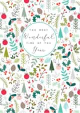 Modern/contemporary Christmas Card, featuring an all over festive design. created by Laura Darrington Design Ltd.