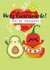 Fun Holy Guacamole - Avocado and chilli Mexican Engagement card for a friend created by Pango Productions