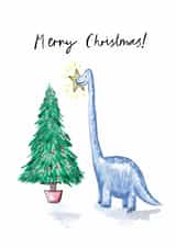 dinosaur brontosuarus Christmas Card 28528 created by Amy Harwood