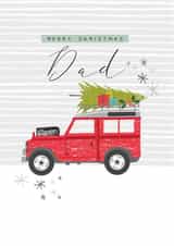 Modern/contemporary Dad at Christmas Card, featuring a classic Land Rover design created by Laura Darrington Design Ltd.