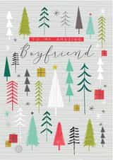 Modern/contemporary Boyfriend at Christmas Card, feat. a Christmas tree design. created by Laura Darrington Design Ltd.