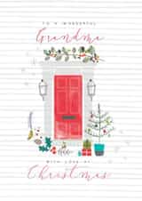 Modern/contemporary Grandma Christmas Card, feat. a stylish front door design. created by Laura Darrington Design Ltd.