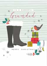 Modern/contemporary Grandad Christmas Card, featuring a festive wellie design. created by Laura Darrington Design Ltd.