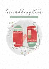 Modern/contemporary Granddaughter Christmas Card, featuring a mitten design. created by Laura Darrington Design Ltd.