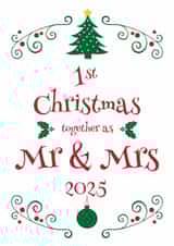 First Christmas married card for newlywed Mr and Mrs, husband and wife 2025 created by Hello Fridays Studio