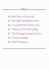 Mum best Mothers Day Card 12901 created by Rubber John