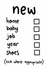 Funny Typography New Home Card / New Baby Card / New Job Card - Checkbox - Tick Where Appropriate created by Darwin Designs