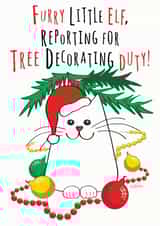 Cute, funny cat Christmas card for cat loving friends and family. created by Kat Pearson