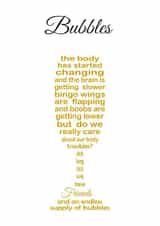 bubbles body Birthday Card 10810 created by Unique Word Designs