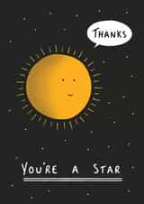 Cute Thank You Card - You're A Star - Thank You created by StinkWizard