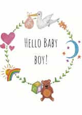 hello baby New Baby Card 14087 created by Emma Riches - Emma Riches Art