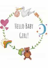 hello baby New Baby Card 14088 created by Emma Riches - Emma Riches Art