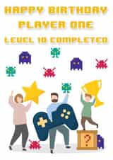 Happy Birthday Player One - 10 Year Old Birthday Card created by Sqwibble Cards