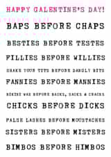 Funny Valentines Day - Galentine's - Baps Before Chaps created by Panda and the Prince