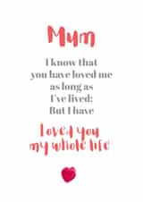 know loved Mothers Day Card 29037 created by Let's Dream