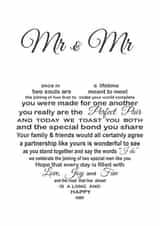 Mr & Mr - Poetic card - on your wedding day created by Unique Word Designs