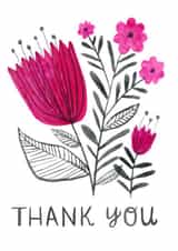 Pretty Thank You Card - Painted Pink and Black Wild Flowers created by Kay Wolfersperger