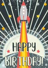 Fun Happy Birthday Rocket Spaceship Card created by Little Silverleaf