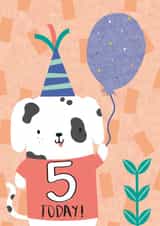 Cute 5th Birthday Card - Dog - Balloon created by Juniper and Rose Studio