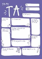 Sweet Teaching Assistant Thank You Card - Teaching Assistant - Fill In The Blanks - To My TA created by Bow & Bell