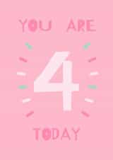 Cute 4th Birthday Card - For Her - Pink created by Rumble Cards