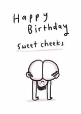 Cheeky Birthday Card - Funny - Nude Doodle - Happy Birthday Sweet Cheeks created by Sarah Ray