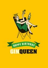 Gin lovers birthday card for a gin queen created by The Typecast Gallery