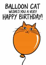 Balloon Cat Happy Birthday card created by Lazy Mice