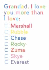 Paw Patrol tickbox card created by JosieOnTheRun