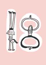 Quirky age 18 girl birthday card - funny people - pink created by Sarah Ray