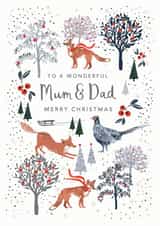 Classic Christmas Card - Parents - Wonderful Mum And Dad - Festive Animals created by Louise Tiler