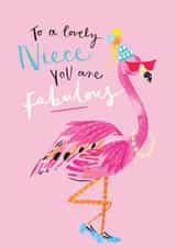 Glam Fabulous Flamingo Birthday Card - For Niece - Party Animal created by Louise Tiler