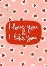 Cute Hearts Anniversary Card / Valentines Day Card - I Love You & I Like You created by Oh, Laura