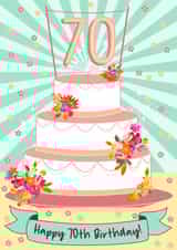 Happy 70th Birthday Cake Birthday Card created by Little Silverleaf