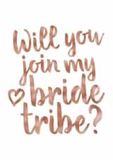 Bridesmaids Proposal Card - Will You Join My Bride Tribe - Rose Gold Wedding created by Wild Moon Wedding Stationery