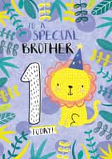 Brother First Birthday Jungle Party Lion Card created by Juniper and Rose Studio