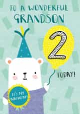Grandson Second Birthday Party Bear Card created by Juniper and Rose Studio