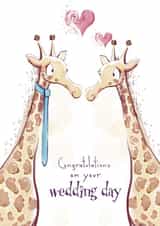 Cute giraffe themed wedding card - on your wedding day created by Deborah Partington