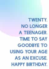 Funny 20th Birthday Card - 20 Today created by SixElevenCreations