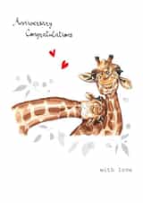Cute Giraffes Anniversary Card - Giraffes - Anniversary Congratulations created by SABIVO Design by Sabina