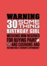 Funny 30 something birthday girl card. created by Pendrea Noye