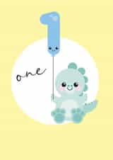 Cute 1st Birthday Card - Dinosaur - Balloon created by Rulu