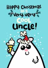 Cute Funny Polar Bear with ice cream Uncle Christmas Card created by Pink wink
