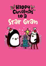 Cute Penguin Christmas Card for a Star Gran created by Pink wink